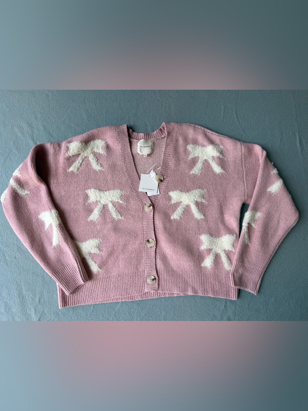 Pink Bow Knit Cardigan